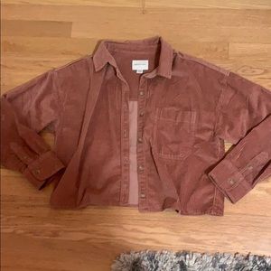 Pink Ribbed Button Down Jacket